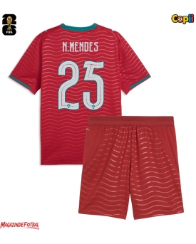 Portugalia Nuno Mendes #25 Echipament de Fotbal Replică Mondial 2026 Copii Acasa (+ Șorturi)